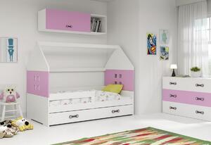 MIDO P1 COLOR gyerekágy + matrac + INGYEN ágyrács 80x160, fehér/rózsaszín