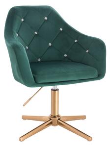 HR830CCROSS Sötétzöld modern velúr szék arany lábbal