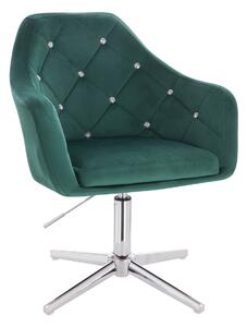 HR830CCROSS Sötétzöld modern velúr szék krómozott lábbal