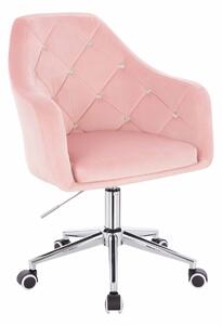 HR830CK Púderrózsaszín modern velúr szék krómozott lábbal
