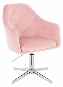 HR830CCROSS Púderrózsaszín modern velúr szék krómozott lábbal
