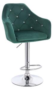 HR830CW Sötétzöld modern velúr szék krómozott lábbal