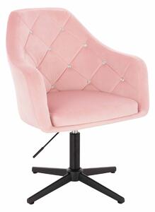 HR830CCROSS Púderrózsaszín modern velúr szék fekete lábbal