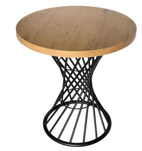 Loft kávézóasztal, kerek, áttört, 68 cm átmérőjű, lancelot tölgyfa