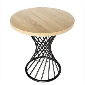 Loft stílusú, kör alakú, áttört dohányzóasztal, átmérő 68 cm
