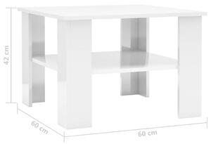VidaXL magasfényű fehér forgácslap dohányzóasztal 60 x 60 x 42 cm