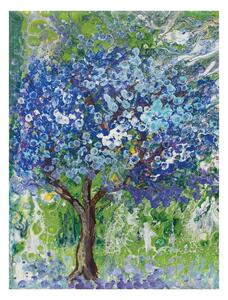 Poszter, tájkép virágzó fával, keret nélkül, 30x40 cm, zöld - AVRIL