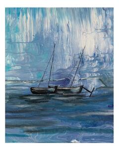 Poszter, hajó a tengeren, keret nélkül, 40x50 cm, kék - MAREE