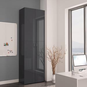 VidaXL 800305 Office Cabinet High Gloss Grey 60x32x190 cm Chipboard