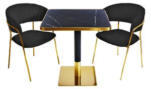Arany ARP608 bárasztal 70x70cm fekete + 2 fekete Glamour székszett