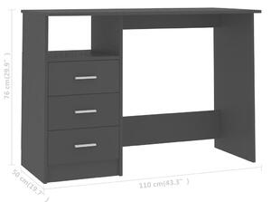 VidaXL fekete forgácslap íróasztal fiókokkal 110 x 50 x 76 cm