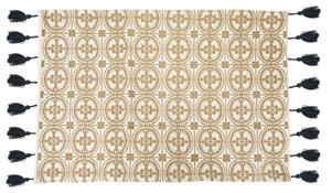 Arany mintás kétoldalas szőnyeg, rojtokkal, 60x90 cm, krémszínű - ALADIN
