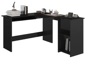 VidaXL magasfényű fekete forgácslap L-alakú íróasztal 120x140x75 cm