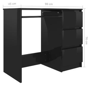 VidaXL fekete magasfényű forgácslap íróasztal 90 x 45 x 76 cm