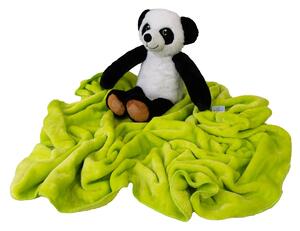 Carol gyermek takaró plüssjátékkal, pandás, 80 x 100 cm