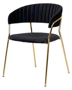 Glamour VELVET szék arany lábakkal - fekete