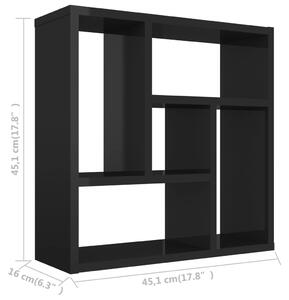 VidaXL magasfényű fekete forgácslap fali polc 45,1 x 16 x 45,1 cm