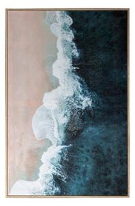 Keretezett falikép, tengerpart, 60x90 cm, olajkék - VAGUES