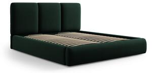 Sötétzöld bársony kárpitozott ágyneműtartós franciaágy ágyráccsal 180x200 cm Brody – Mazzini Beds