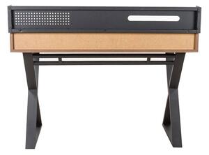 Fiókos íróasztal, X alakú lábakkal, 110x59 cm, diófa - GENIE
