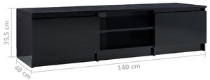VidaXL magasfényű fekete forgácslap TV-szekrény 140 x 40 x 35,5 cm