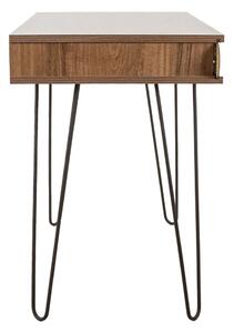 Íróasztal párduc mintával, hajlított lábakkal, 75x51 cm, diófa - COQUILLETTES