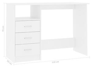 VidaXL fehér forgácslap íróasztal fiókokkal 110 x 50 x 76 cm