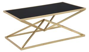 Üveg dohányzóasztal, piramis alakú lábakkal, fekete-arany - CRISTALLINE