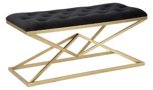 Bársony hatású ülőpad, piramis alakú lábakkal, fekete-arany - CRISTALLINE
