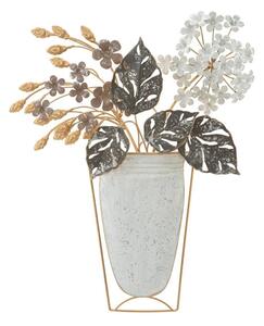 Növényekkel teli váza fromájú fali dekoráció, fehér-zöld - POT DE SIMPLES