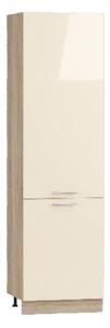 Kiegészítő elem, beépített hűtőhöz, 60 cm, krémszínű-sonoma tölgy - DUNKERQUE