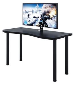 CODE Y2 Számítógépasztal + LED, 135x73-76x65, fekete/fekete lábak + USB HUB