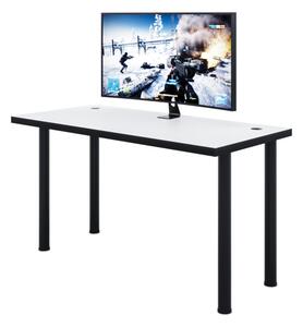 X Számítógépasztal + LED, 135x73-76x65, fehér/fekete lábak