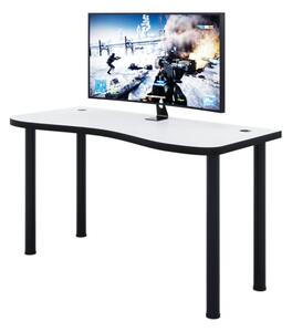 CODE Y2 Számítógépasztal + LED, 135x73-76x65, fehér/fekete lábak + USB HUB