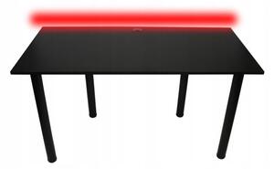 CODE BIG B2 Számítógépasztal + LED, 160x73-76x80, fekete/fekete lábak + USB HUB