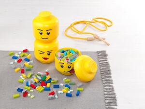 Sárga fej alakú tárolódoboz, kacsintás, 10,5 x 10,6 x 12 cm - LEGO®
