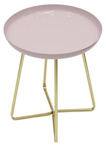 Fényes tálcás kerek asztalka, babarózsaszín - CHANTERELLE