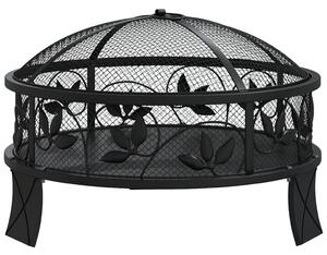 VidaXL acél XXL méretű tűztál piszkavassal 50 cm