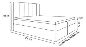 ROCCO boxspring kárpitozott ágy + fedő, 120x200, jasmine 90