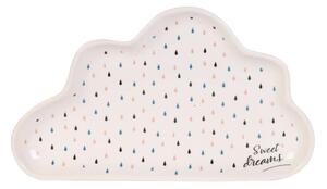 Felhő alakú tányér, esőcsepp mintával, fehér - CUMULUS