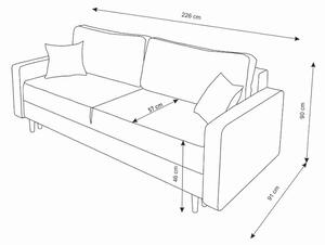 SINGLE ágyazható kárpitozott kanapé, 226x90x91, itaka 33