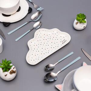 Felhő alakú tányér, esőcsepp mintával, fehér - CUMULUS