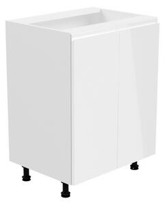 YARD D60 kétajtós alsó konyhaszekrény, 60x82x47, fehér/szürke magasfényű