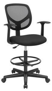 SONGMICS Ergonomikus Magas Irodai Szék Karfával és Lábtámasszal Fekete