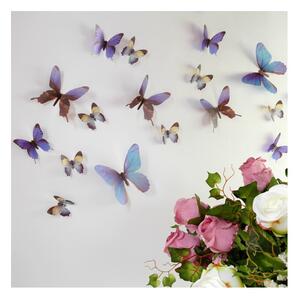 Butterflies 18 db-os kék 3D hatású falmatrica szett - Ambiance
