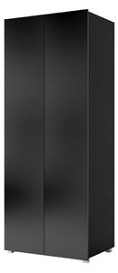 CALABRINI ruhásszekrény, 80x200x52, fekete/magasfényű fekete