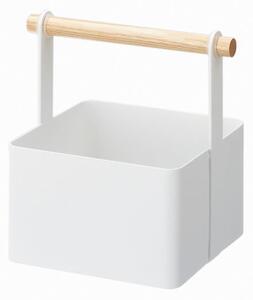Tosca Tool Box fehér multifunkciós tárolódoboz bükkfa részletekkel, hossz 16 cm - YAMAZAKI