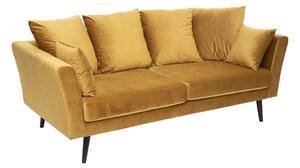 3 személyes bársonyszövet kanapé, 6 párnával, sárga - CASINO
