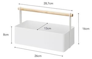 Tosca Tool Box fehér multifunkciós tárolódoboz bükkfa részletekkel, hossz 29 cm - YAMAZAKI