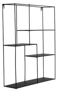 Modern acél falipolc, 3 polccal, fekete - GEOMETRIE